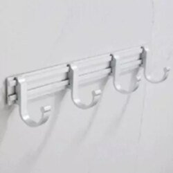 Patère réglable à 4 crochets en aluminium brossé