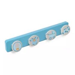 Porte manteau Nesu chambre bébé 4 boutons layette bleu motifs variés, 1001 Patères