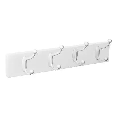 Patère en bois blanc 4 crochets métal blanc chez 1001 Patères
