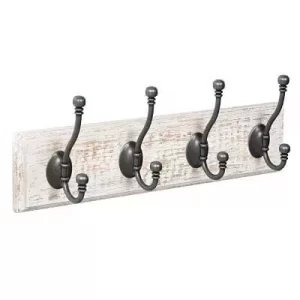 Patere-bois-blanc-vieilli-crochets-acier-vieilli