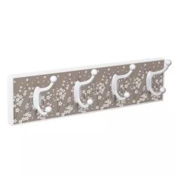 Patère métal blanc sur support imprimé amandiers en fleurs en bois Nesu
