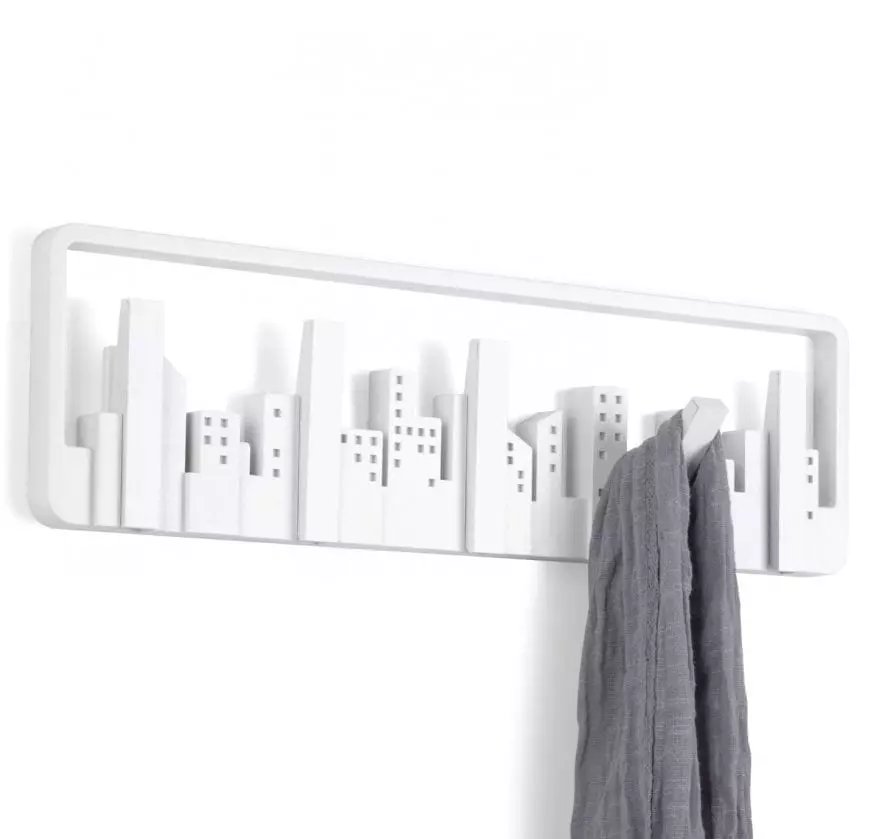 Patère skyline blanche en bois chez 1001 Patères