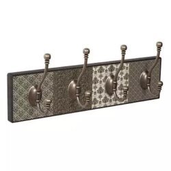 Patère bois vieilli sur fond patchwork, 1001 Patères