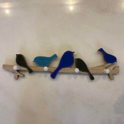 Patere branche aux oiseaux 4 crochets en bois bleu rotated dans le site N°1 de patère et porte-manteaux de france