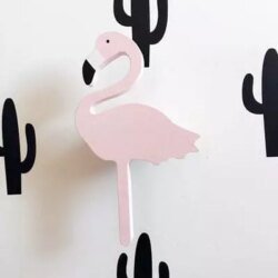 Patère design flamant rose clair en bois