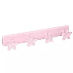 Porte manteau enfant 4 étoiles roses à points blancs NESU, 1001 Patères