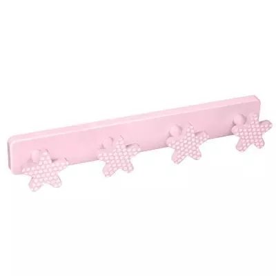 Porte manteau enfant 4 étoiles roses à points blancs NESU, 1001 Patères