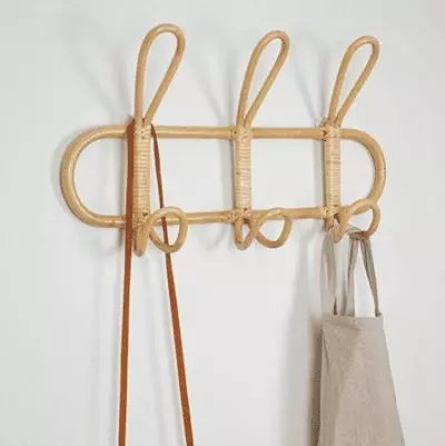 Porte manteau en osier 3 crochets doubles chez 1001 Patères