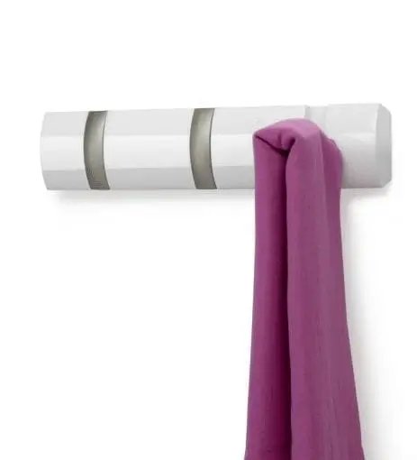 Porte manteau mural blanc et 3 patères métal UMBRA chez 1001 Patères
