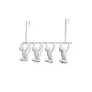 Porte manteaux sur porte avec 4 Buddy Hooks blanc de Umbra, chez 1001 Patères