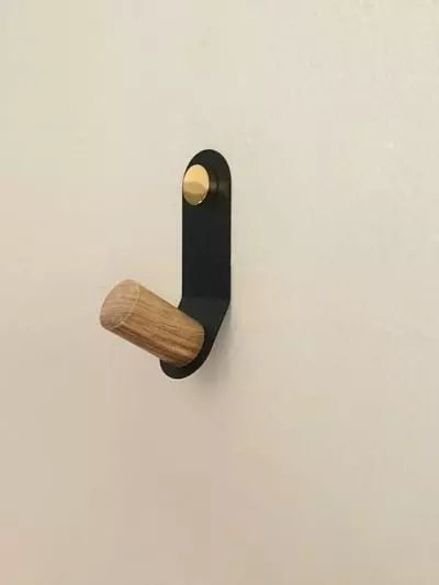 Porte manteau mural métal noir et bois naturel, 1001 Patères