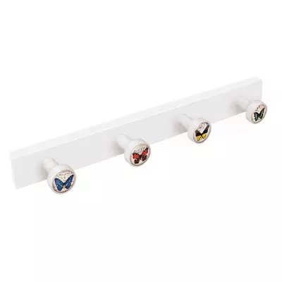 Porte manteau bois blanc avec papillons vintage chez 1001 Patères