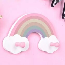 Porte manteaux enfant double en bois en forme d'arc en ciel pour chambre enfant, 1001 Patères