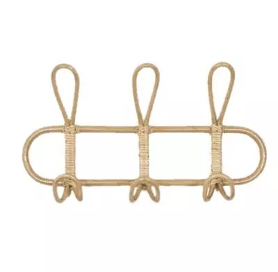 Porte manteau en osier 3 crochets doubles, 1001 Patères
