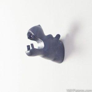 Patère-déco-animal-hippopotame-gris