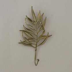 Patère décorative feuille dorée métallique