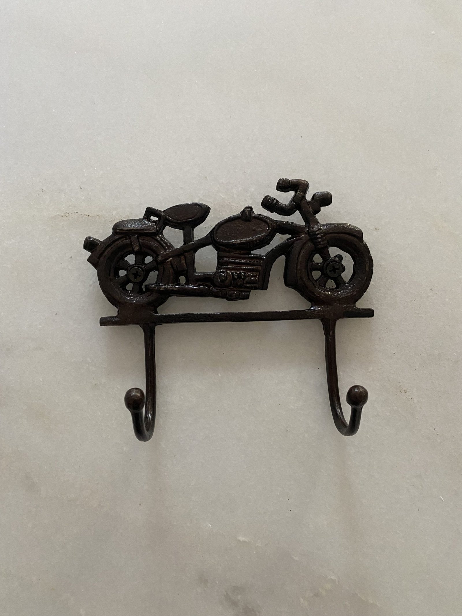 Patère double moto vintage acier vieilli