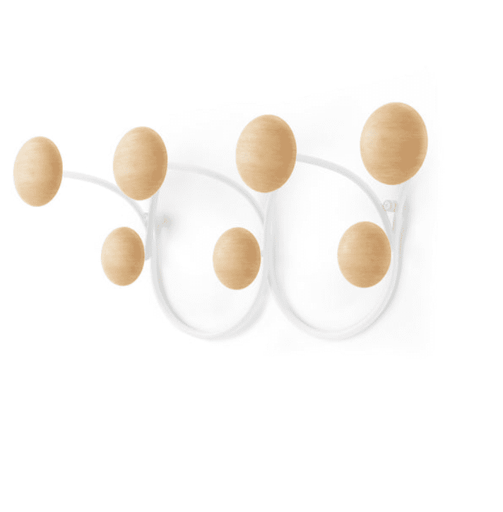 Patère DOTSY UMBRA bois naturel et métal blanc.