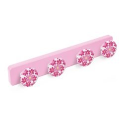 Patère chambre fille avec 4 boutons fleurs roses NESU